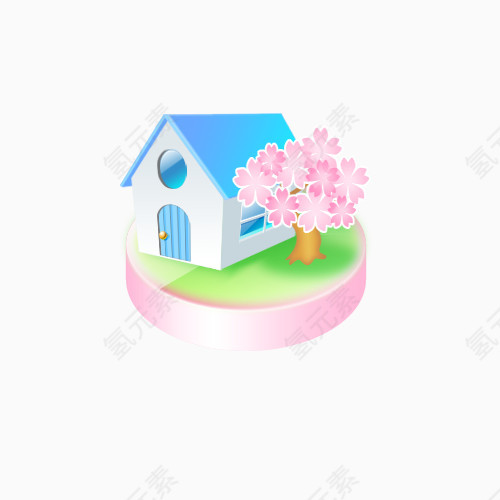 樱花树与房子图标