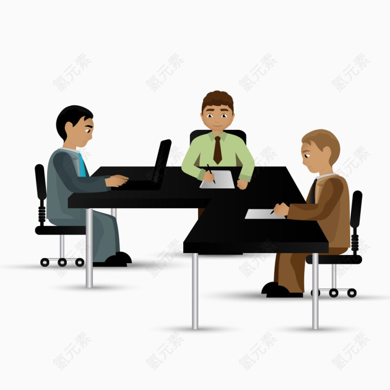 三个商务男同志玩电脑讨论
