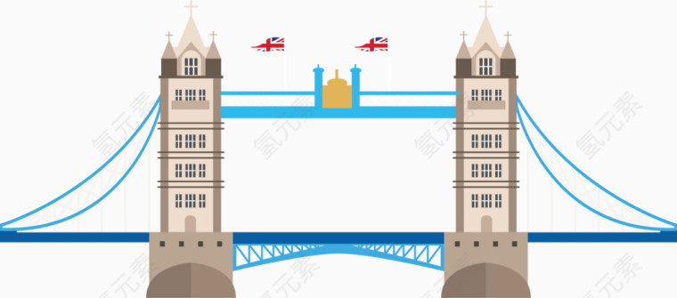 矢量手绘扁平化伦敦大桥