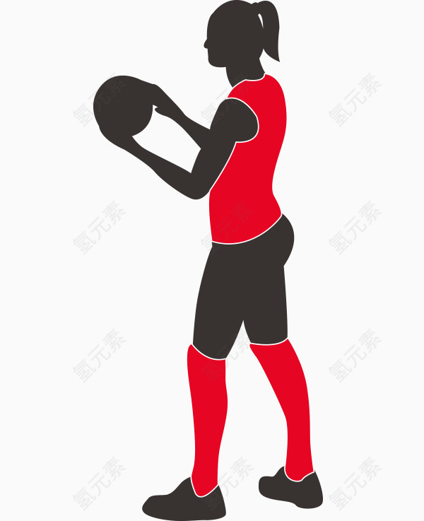 矢量运动员排球红色女打球