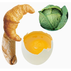 牛角包鸡蛋和蔬菜免抠图