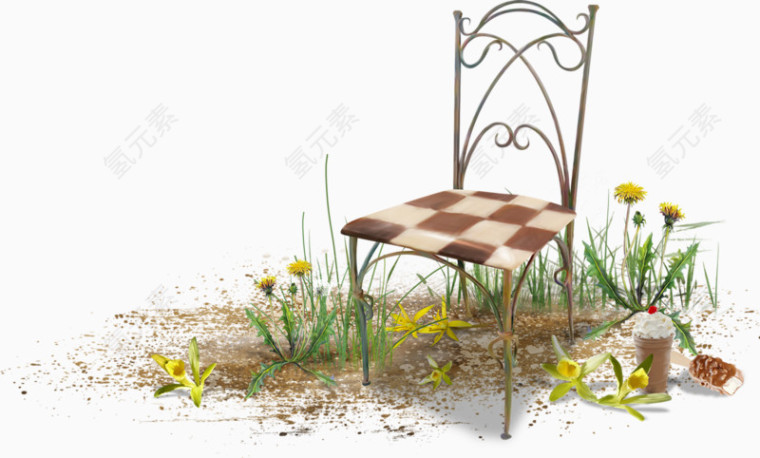 椅子和花草