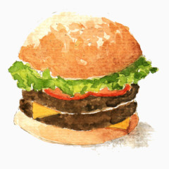 汉堡包手绘画素材图片