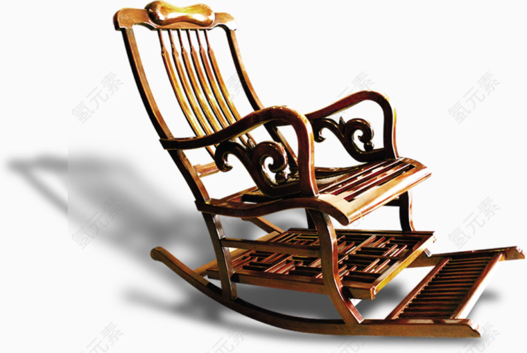 棕红色复古摇摇椅实物素材