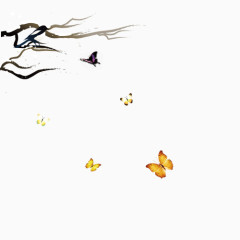 蝴蝶话梅树杈水墨装饰背景