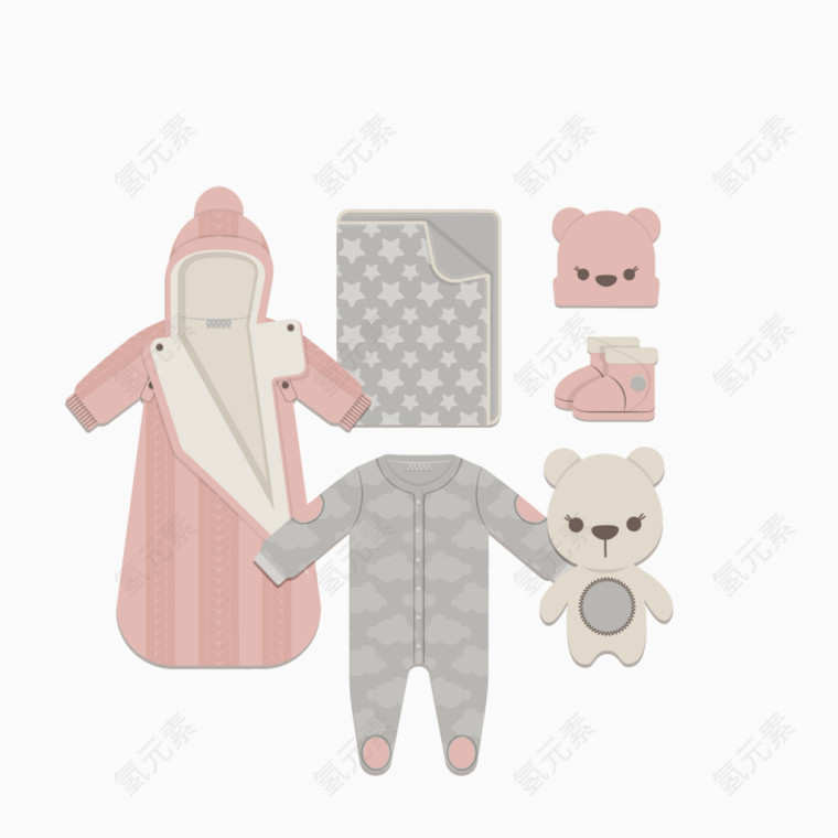 矢量粉色宝宝冬衣