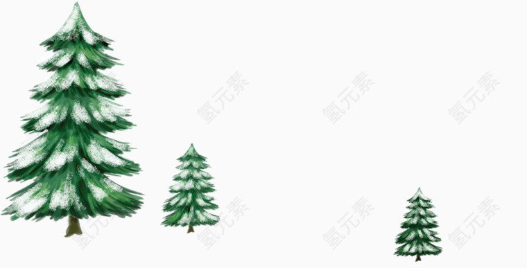 三棵冬天的松树