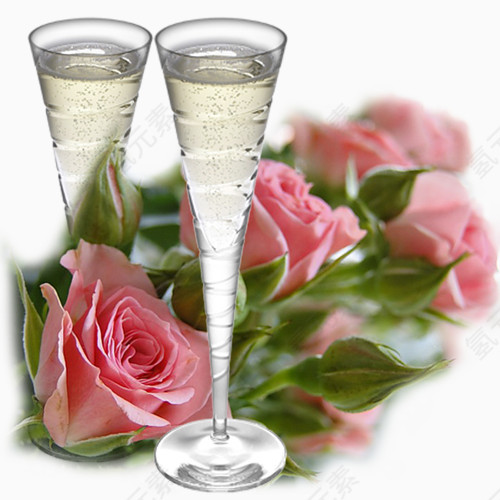 浪漫香槟酒玫瑰花