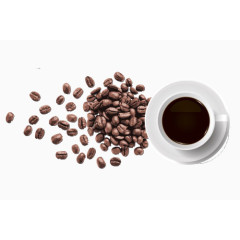 咖啡杯子与咖啡豆图片