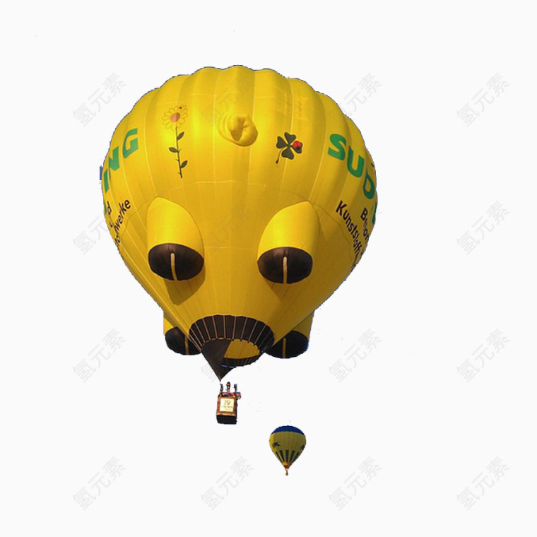 黄色的热气球免抠图