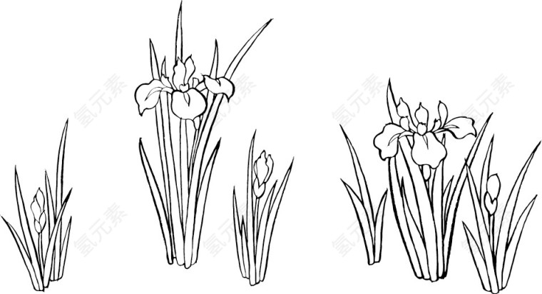 日本风格花草矢量素材