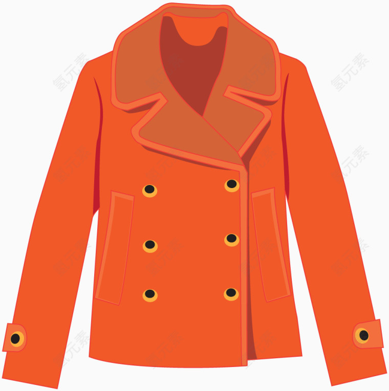 橘色女冬衣短款外套