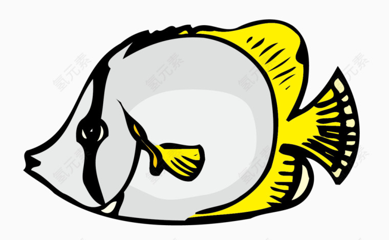 矢量灰色黄色观赏鱼