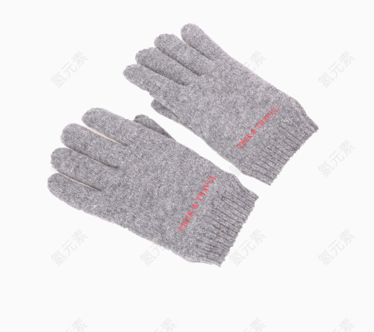 灰毛线手套