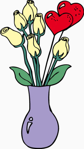 爱心花朵花瓶矢量