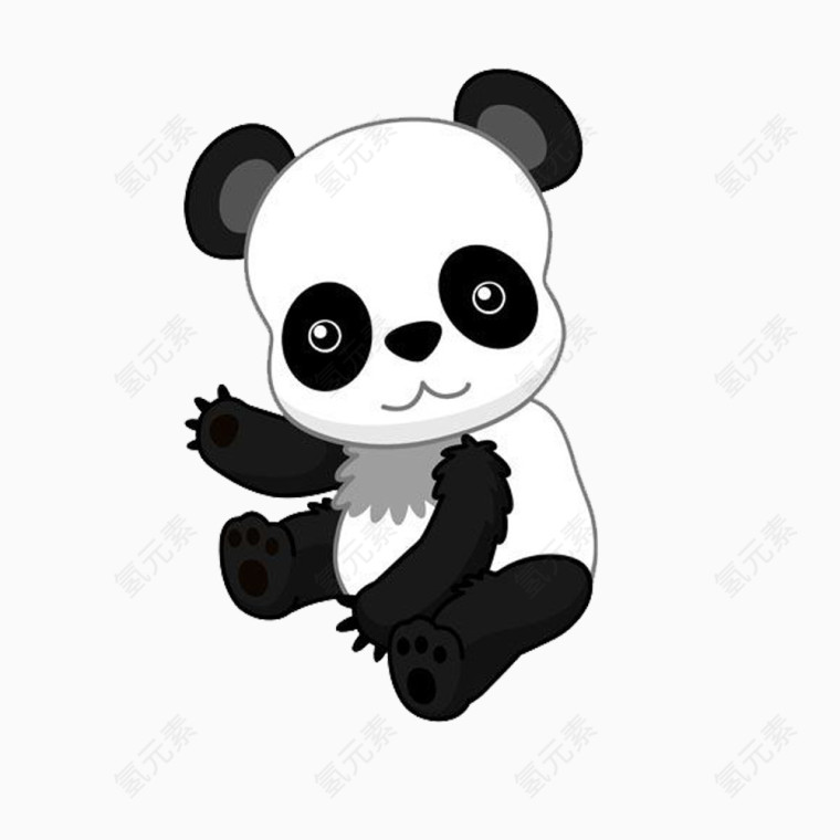 小熊猫黑白色免抠