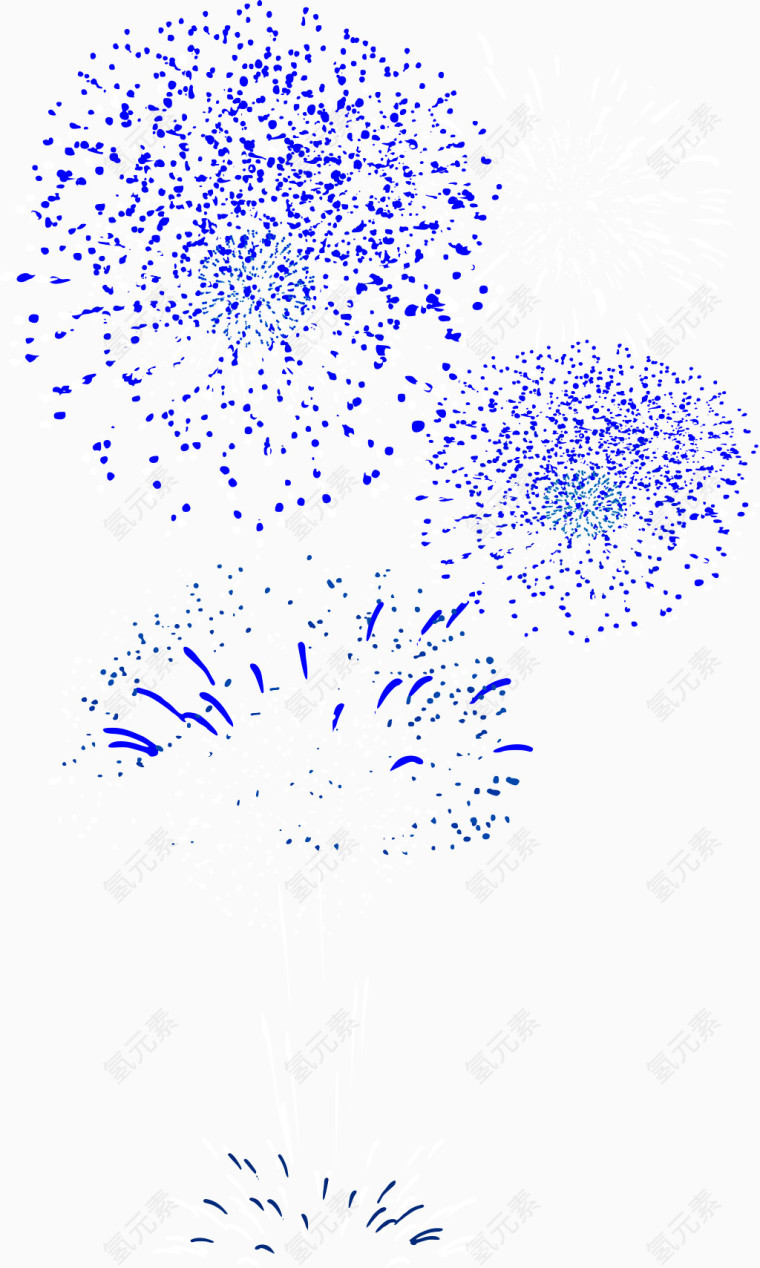 蓝色白色烟花装饰矢量图