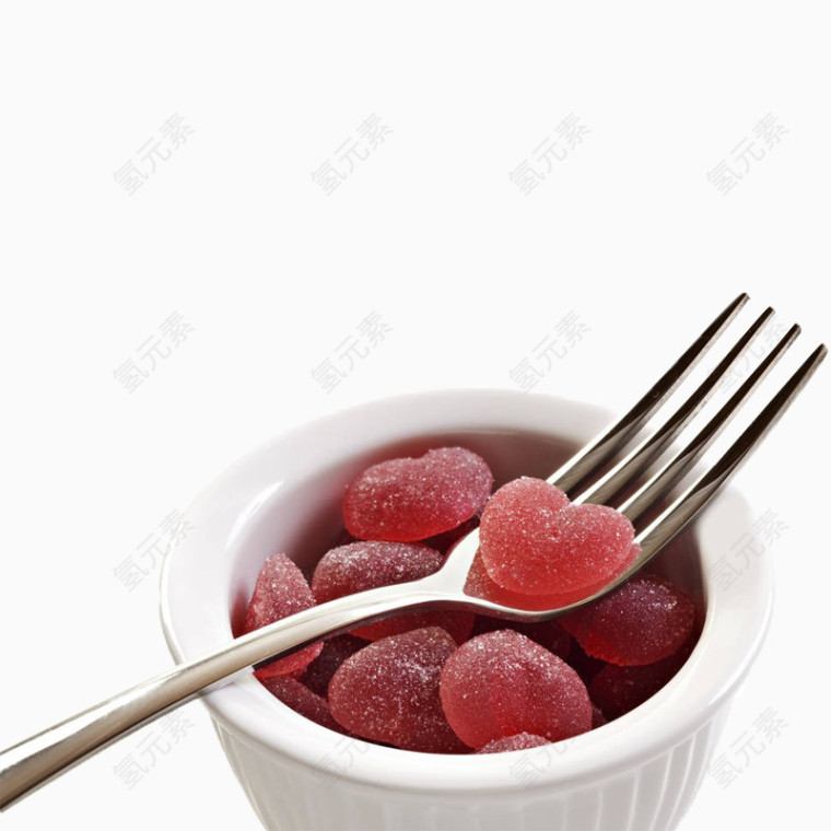 叉子上的红心糖果