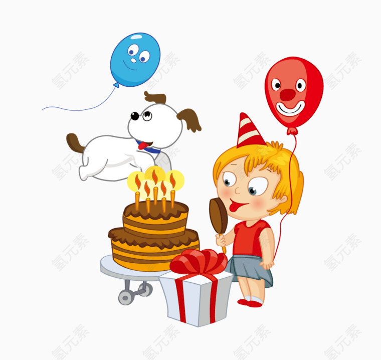 生日蛋糕礼物气球小狗