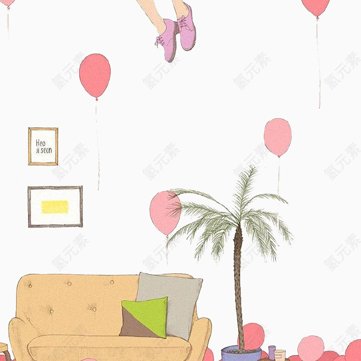 2017节日素材沙发与气球