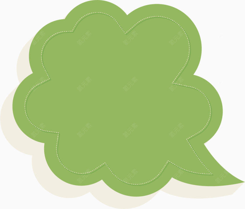 矢量彩色纸质语言气泡绿色云朵型语言气泡下载
