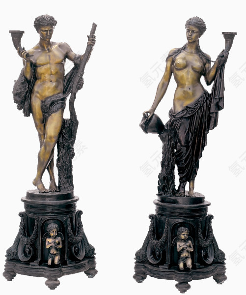 男性和女性铜像