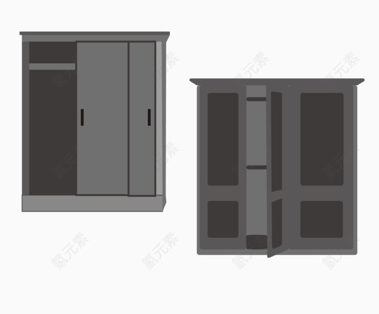 矢量灰色衣柜