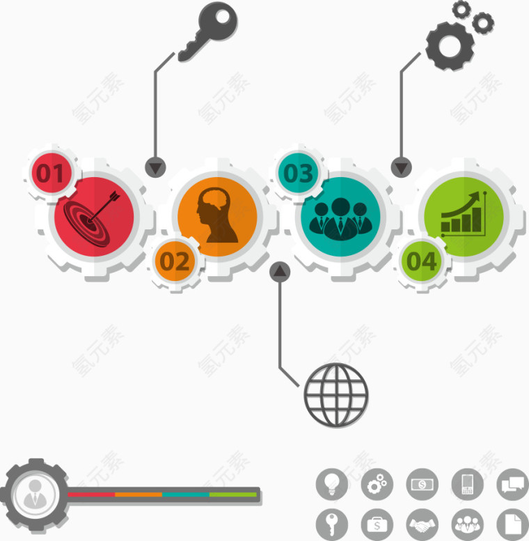 矢量齿轮信息图表