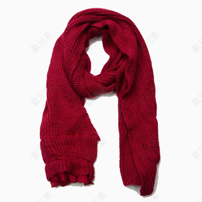 红色针织毛线围巾