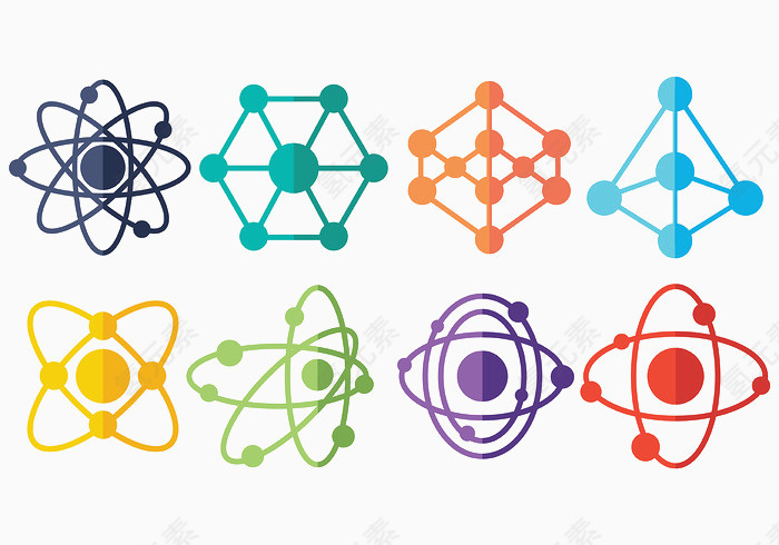 不同的颜色设置图标原子球向量