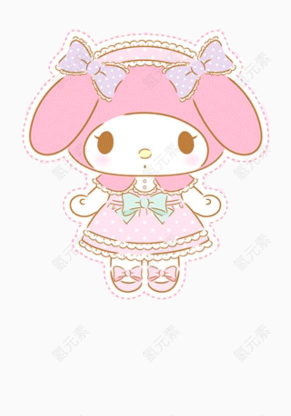 扎蝴蝶结的粉色小兔子