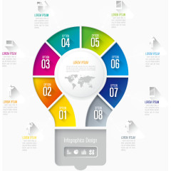 灯泡式数据信息图表矢量素材