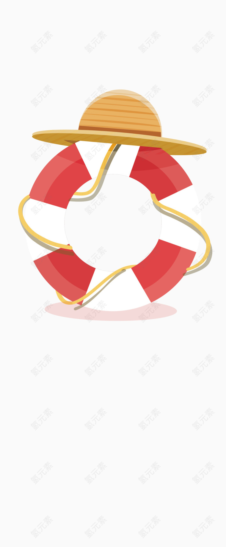 矢量图游泳圈红白条纹沙滩帽