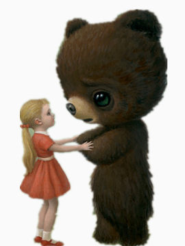 小熊牵着女孩