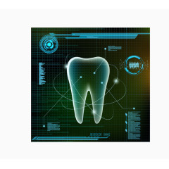 矢量黑底白色牙齿观察元素图案