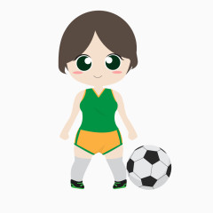 绿色服装女生体育足球