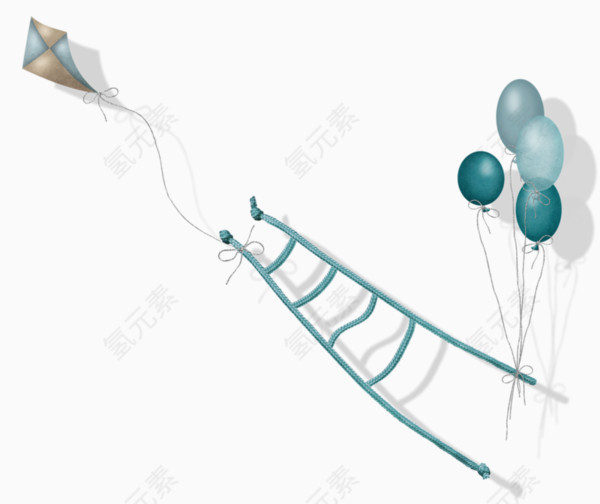 卡通绿色气球风筝梯子