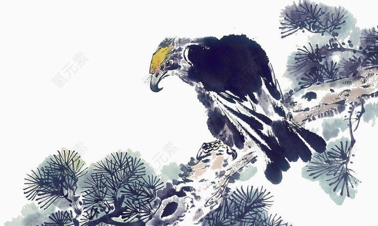 鹰传统装饰水墨画素材