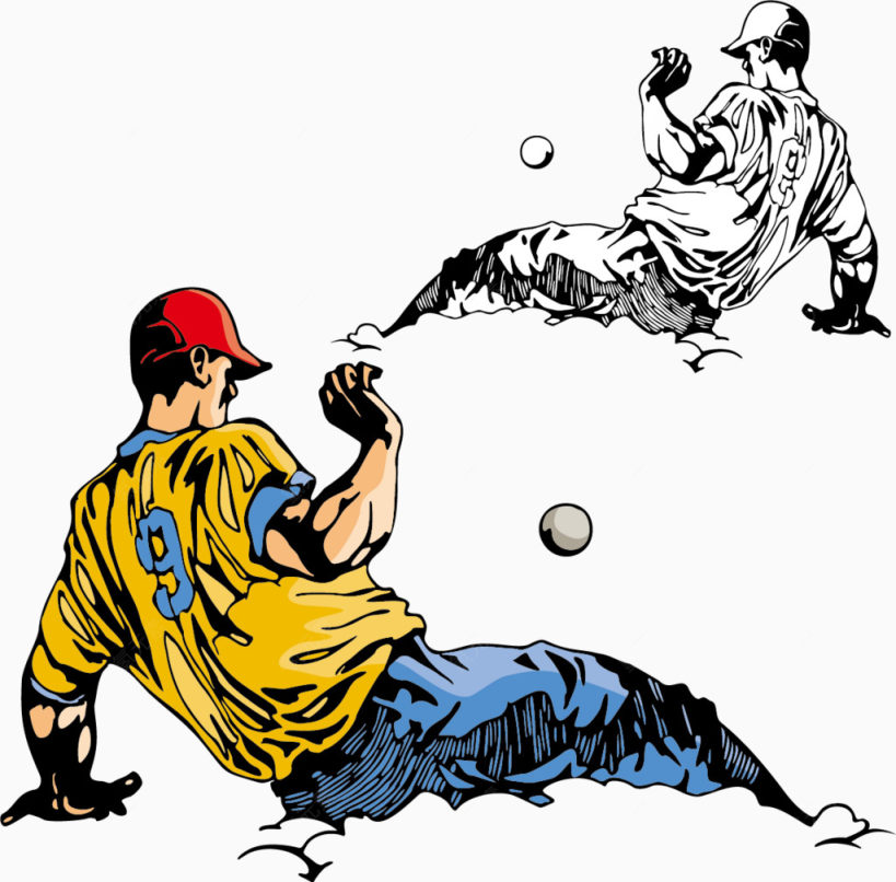 漫画风格棒球运动矢量素材下载