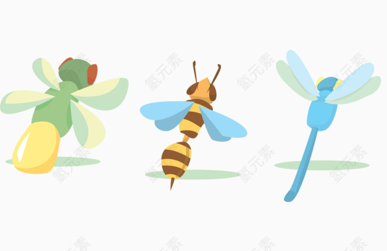 彩色蜜蜂蜻蜓背影