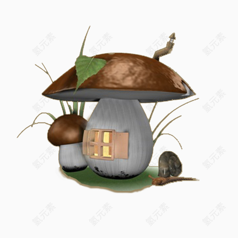 棕色创意蘑菇房