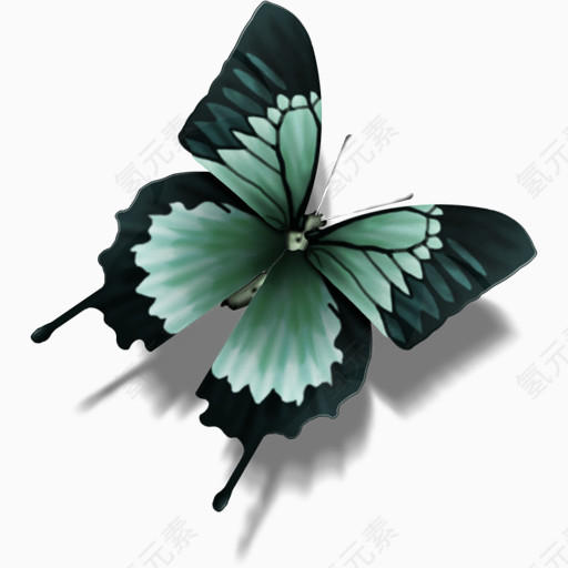 绿色清新蝴蝶装饰图案