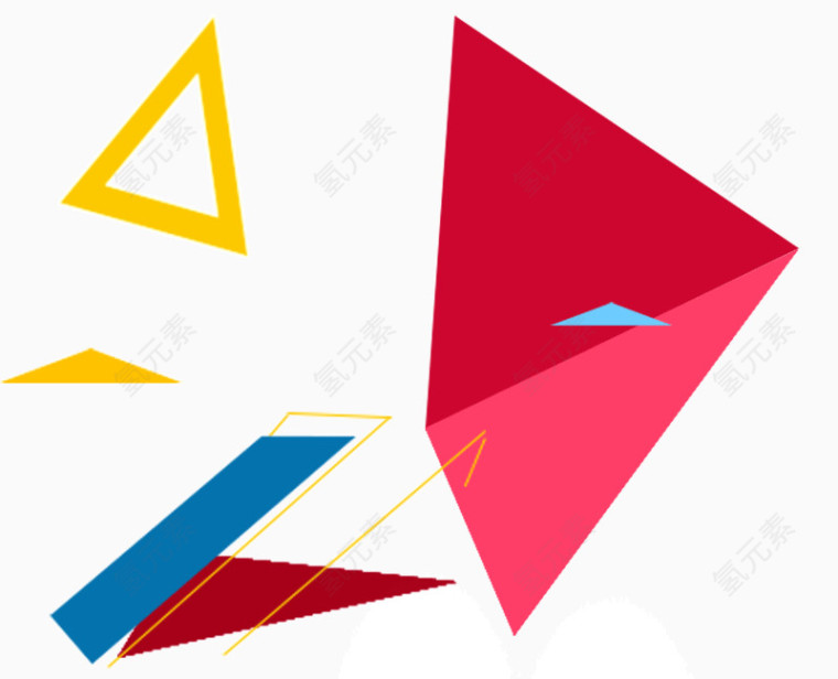 红色几何三角形漂浮元素