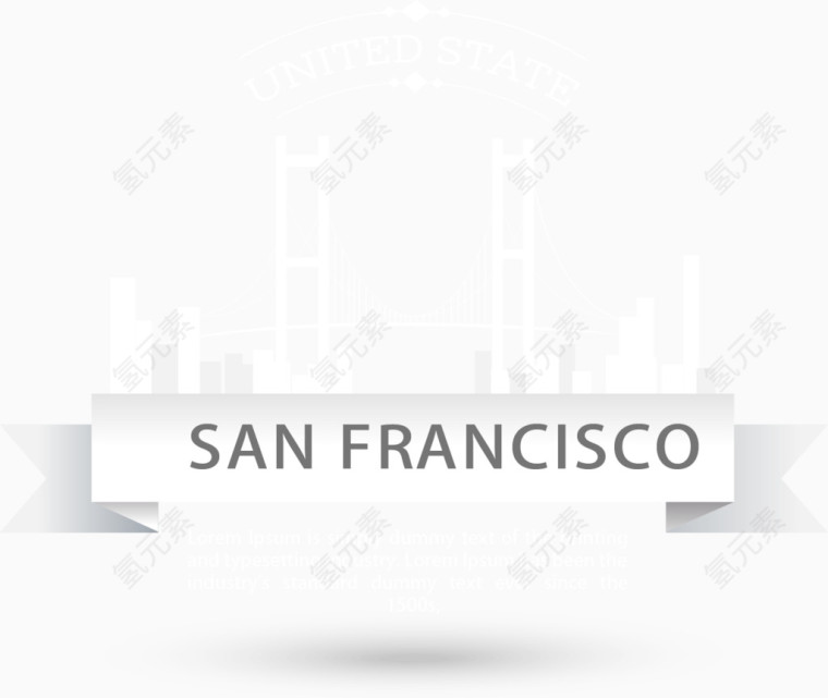 旧金山金门大桥标签矢量图