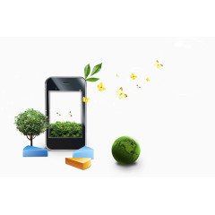 绿树地球和触屏手机
