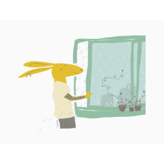 卡通淋雨袋鼠