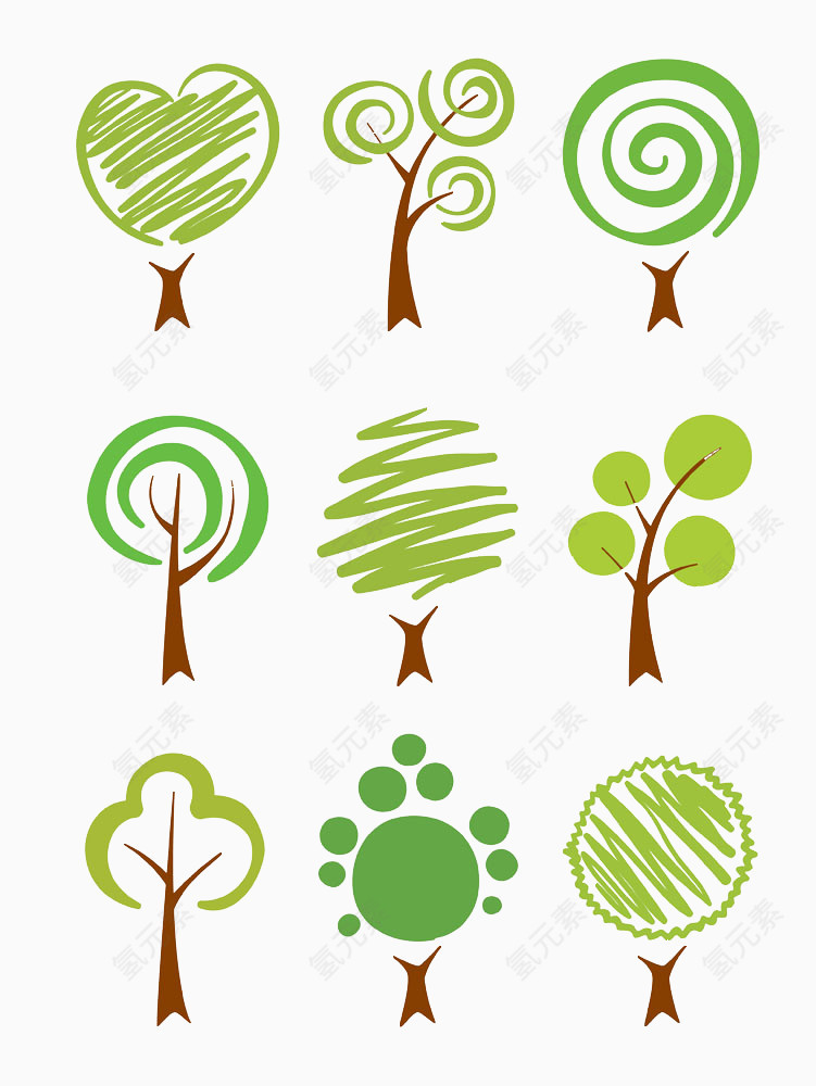 9格多种绿色木图片素材