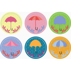 春季雨伞缝合徽章向量