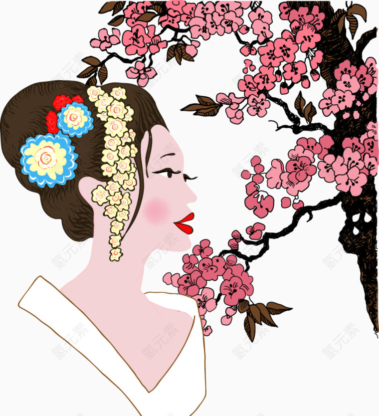 日本浓妆女性