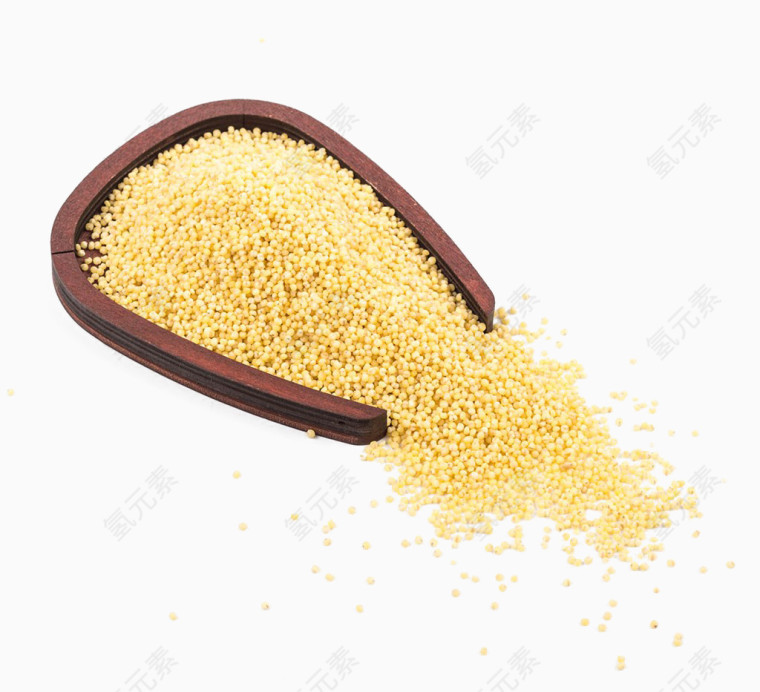 木簸箕里的黄色小米